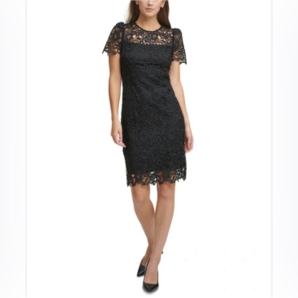 Calvin Klein Dresses & Skirts - Calvin Klein NWOT Black Lace Yoke Sheath dress size 8P